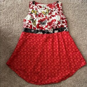 CAbi Red and Yellow Floral Butterfly Top